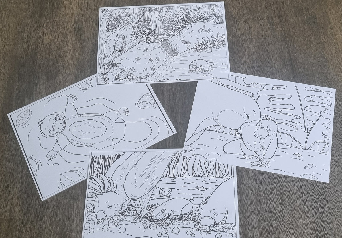 4 PDF Colouring Pages from Purlie Learns to Float