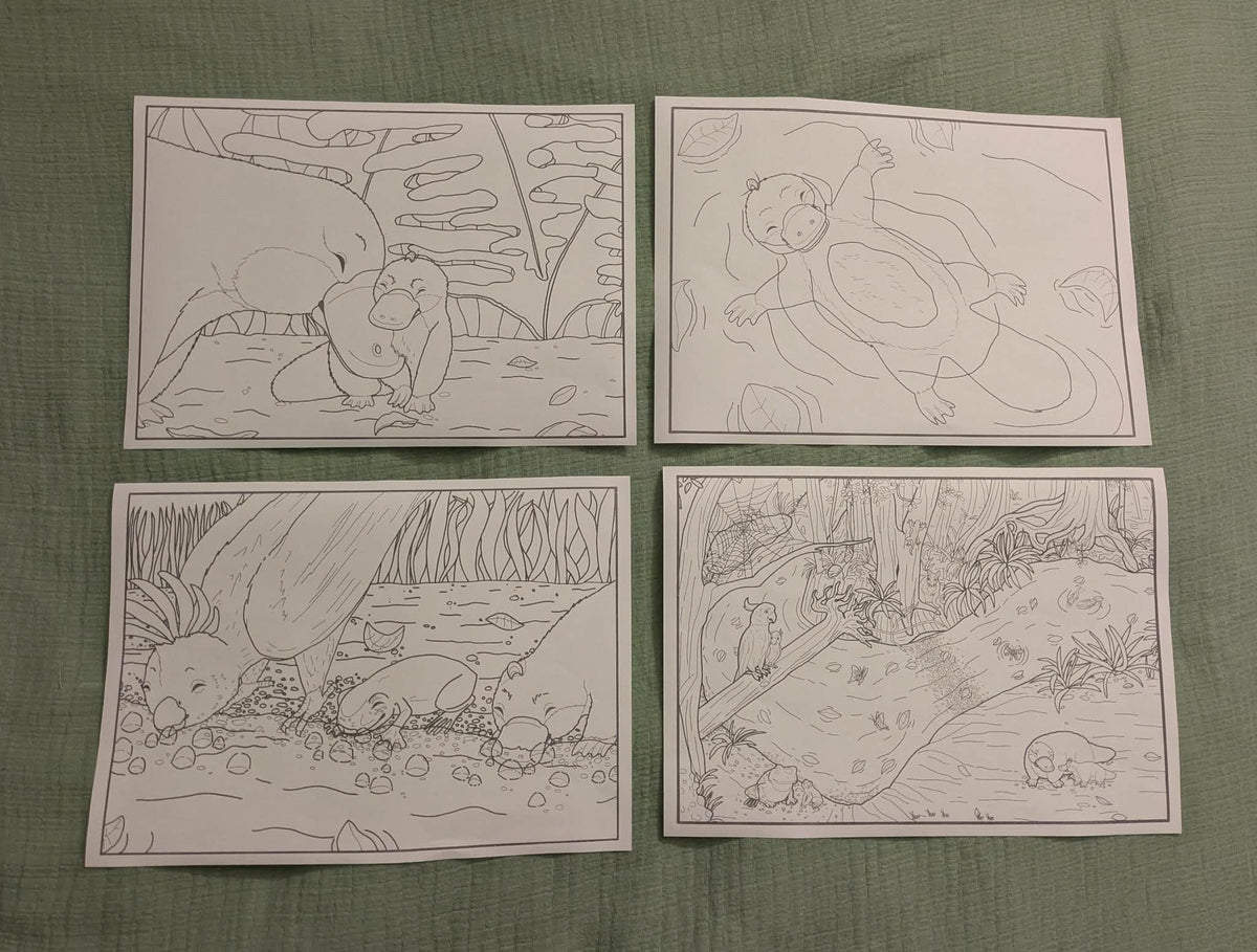 4 PDF Colouring Pages from Purlie Learns to Float